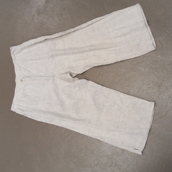 **VINTAGE**CRISTIAN TRAPANI OATMEAL COLORED 100% LINEN CAPRIS WITH POCKETS - Picture 2 of 16